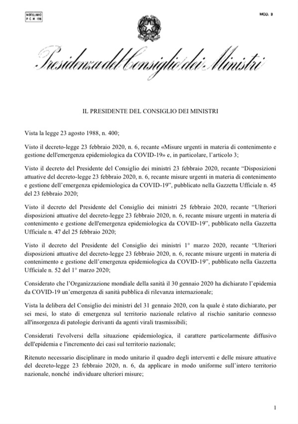 Decreto del Presidente del Consiglio dei Ministri