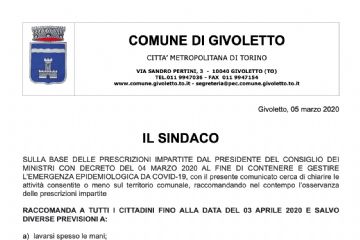 Comunicato del Sindaco del 05 Marzo 2020