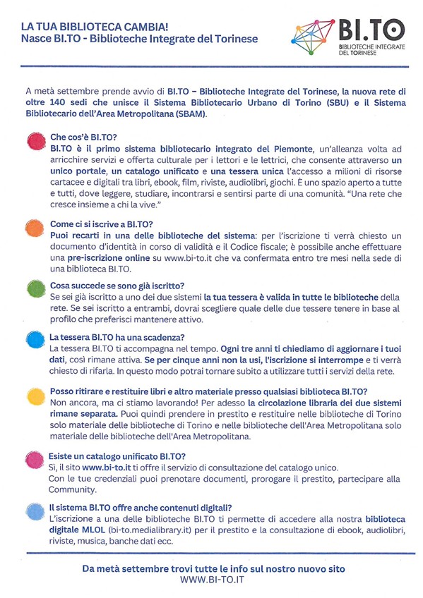 La tua biblioteca cambia! Nasce BI.TO