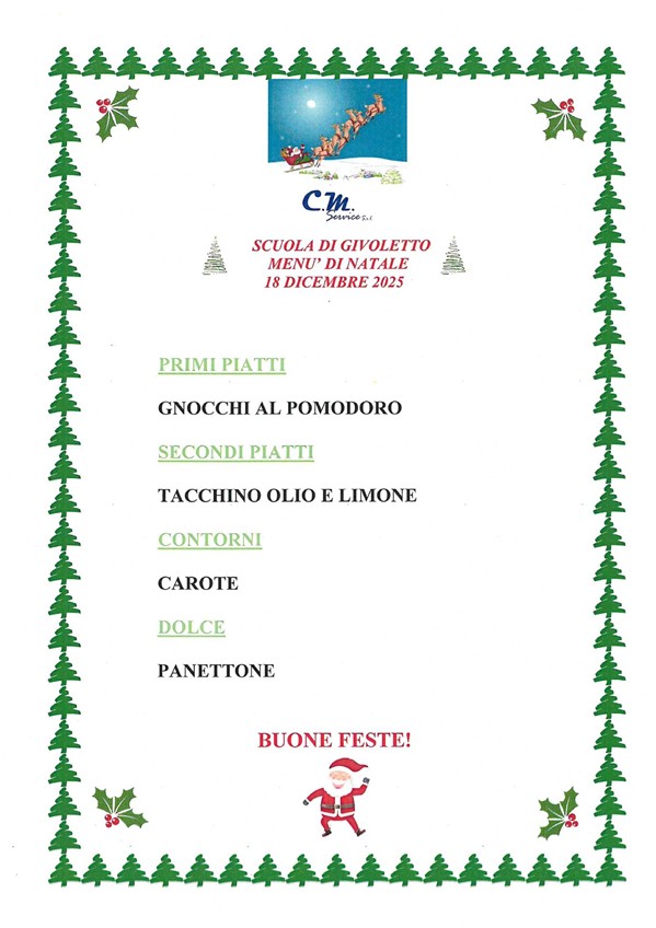 Scuola di Givoletto - Menù di Natale