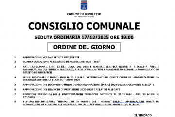 Convocazione del Consiglio Comunale del 17 dicembre2025