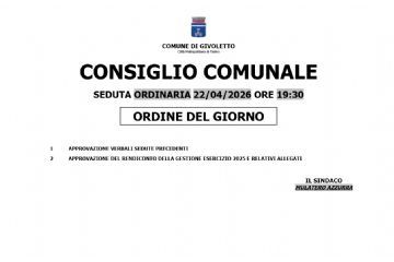 Convocazione del Consiglio Comunale del 22 aprile 2026