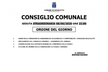Convocazione del Consiglio Comunale del 8 giugno 2026