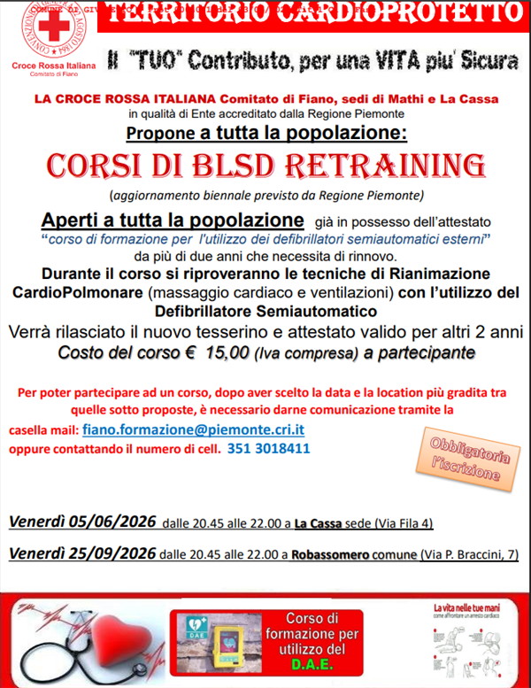 Corsi di BLSD retraining - Croce Rossa Italiana Comitato di Fiano