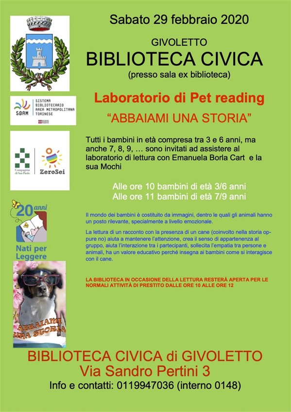 Laboratorio di Pet reading - Abbaiami una storia
